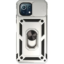 Zenvia  Xiaomi Mi 11 Lite Kılıf Pars Lens Yüzüklü Silikon - Gümüş ZNV-MRK10346