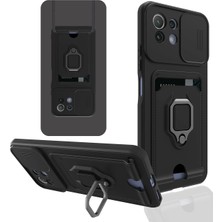 Zenvia  Xiaomi Mi 11 Lite Kılıf Zuma Kartvizitli Yüzüklü Silikon - Siyah ZNV-MRK10346
