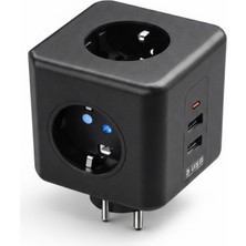 Zenvia Akım ve Voltaj Korumalı Küp Priz 3 USB Destekli Znv-Tcndym