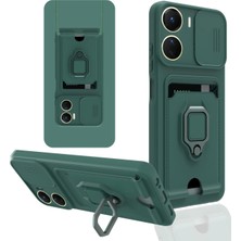 Zenvia  Vivo Y16 Kılıf Zuma Kartvizitli Yüzüklü Silikon - Yeşil ZNV-MRK10346