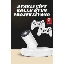 Zenvia Projeksiyon Cihazı Video Oyun Konsolu Projektör Taşınabilir Ayaklı Çift Kollu 4K Çözünürl�