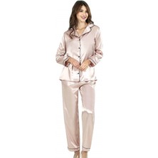 Zenvia  Pudra Ikili Saten Gecelik Pijama Takımı 7647