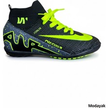 Modayak Walked Flet Siyah Sarı Çoraplı Halı Saha Krampon Futbol Ayakkabısı