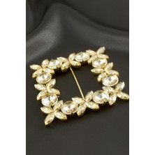 Zenvia Çiçek Kare Taşlı Kemer Tokası ZNVBJTR-23577