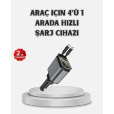 Zenvia Araç Şarj Cihazı 4 Portlu 66W Hızlı Şarjlı LED Işıklı ve 180° Dönebilir ZNV-HBY3245