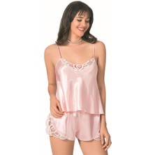 Zenvia  Somon Saten Babydoll Şort Takımı