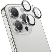 Zenvia Hoco Crystal Clear iPhone 15 Pro-15 Pro Max Hd 3D Metal Çerçeveli Kamera Koruyucu LENS-(5775) Znv-