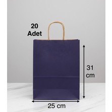 e ERTA Lacivert Renkli Kraft Çanta 25X31 cm 20 Adet Hediye Poşeti , Hediye Paketi , Kraft Kağıt Çanta