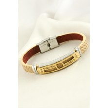 Zenvia Labirent Deri Çelik Bileklik ZNVBJTR-23577