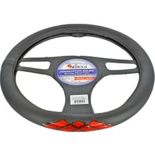 NYF A-03 Geçmeli Direksiyon Kılıfı Fosforlu Siyah (Baklava Kırmızı) 38 cm