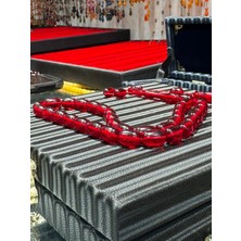 Septemmart Vişne Rengi Ateş Kehribar Tesbih 8X11 mm Kapsül Kesim