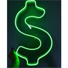 NEON LED KAYSERİ Yeşil Dolar Simgesi Neon LED Duvar Tabela Pleksi