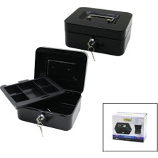 Zenvia Anahtarlı Küçük Metal Para -Değerli Eşya Kutusu 2kat=tek+6 Bölme Taşıma Kulp - 15.2X11.8X8CM