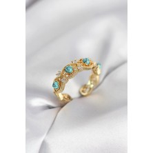 Shopwave Mavi Taşlı Gold Renk Vintage Kadın Yüzük