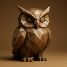 Baykuş Figürü Bakır Görünüm 15 cm