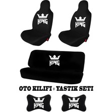 Özgürce King Baskılı Oto Koltuk Kılıfı ve Boyun Yastığı Takımı, Şık ve Uyumlu