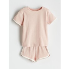 Lc Waikiki Yeni Sezon Bisiklet Yaka Basic Kız Bebek Şortlu Pijama Takımı