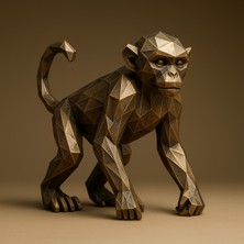 Maymun Figürü Bakır Görünüm 15 cm