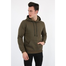 Datatek Üç Iplik Şardonlu Kapşonlu Düz Erkek Günlük Sweatshirt