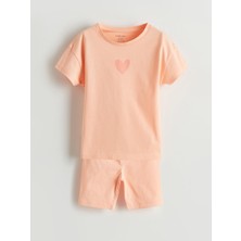 Lc Waikiki Yeni Sezon Bisiklet Yaka Baskılı Kız Bebek Şortlu Pijama Takımı