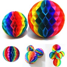 Zenvia Gökkuşağı Renkli 30 cm Rengarenk Kağıt Süs Fener 1 Adet (4887) ZNVA-GO3146