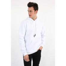 Renklime Üç Iplik Şardonlu Kapşonlu Düz Erkek Günlük Sweatshirt