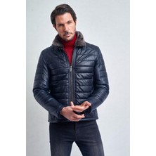 Pierre Cardin Erkek Deri Mont Uzun Kol Slim Fit Kalın Astar Durumlu Lacivert Renkli