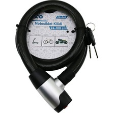 Zenvia Anahtarlı Metal Kaplama Kafa Çek-It Kilit Kapak Motor - Bisiklet Kilit Çelik Tel Siyah Ş