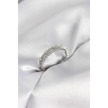 Shopwave Gümüş Renk Motif Desenli Zirkon Taşlı Kadın Yüzük