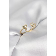 Shopwave Zincir Sallantılı Kalp Model Gold Renk Kadın Yüzük