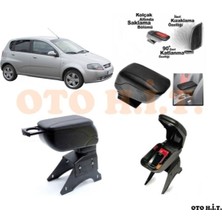 Özgürce Uyumlu Chevrolet Aveo 06-11 Siyah Deri Kol Dayama ve Bardaklık