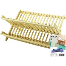 Zenvia Ahşap Bambu Bulaşık - Tabaklık Tezgah Üstü 43X43CM (4887) ZNVA-GO3146