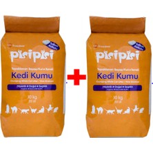 Pisi Pisi Kalın Taneli Kedi Kumu 10 kg (12 lt) x 2 Kokusuz Topaklaşan Özellikli Sabunlu