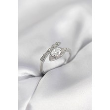 Shopwave Yılan Model Gümüş Renk Zirkon Taşlı Kadın Yüzük