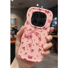 Coolacs Xiaomi Redmi Note 14 Pro Plus+ Kılıf Kamera Çıkıntılı Kurdele ve Çiçek Kabartmalı Silikon Kapak