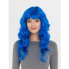 Zenvia Mavi Renk Uzun Dalgalı Parti Peruğu ZNV325-ETT