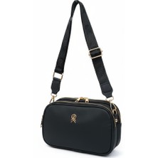 Hegef Shoes Kadın Siyah Üç Bölmeli Ayarlanabilir Çapraz Askılı Çanta