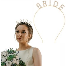 Zenvia Altın Gold Renk Bekarlığa Veda Kristal Taş Bride Tacı Ithal 16X10 cm ZNV325-ETT