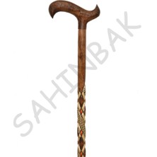 Normadia El Yapımı Ahşap Yılan Motifli Güzel Baston, Şık ve Zarif Tasarım