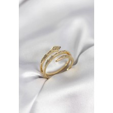 Shopwave Yılan Model Gold Renk Zirkon Taşlı Kadın Yüzük