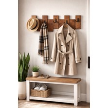 Normadia Modern Siyah Metal Kancalı Ahşap Antre ve Hol Duvar Askılığı