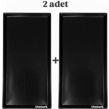 abnturk 2 Adet Siyah Renk Sunum Tepsisi 35X18 cm Kırılmaz Ultra Dayanıklı Servis Tabağı