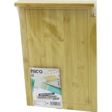 Zenvia 25X35CM  Ahşap Bambu Kesim Panosu - Kesme Tahtası Tezgah Üstü  Kanallı - Kenar Destekli (4887)