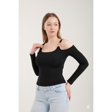 LUFTHİMM Yeni   Sezon   Kadın   Iki  Omuzdan    Gold   Detaylı     Uzun  Kollu   Bluz