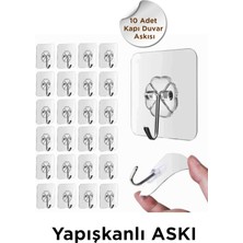 Normadia 10'lu Kapı Duvar Askısı, Kendinden Yapışkanlı, Şeffaf ve Güçlü 6X6CM