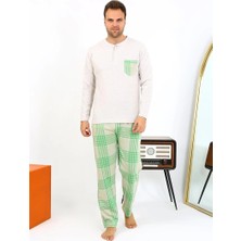 Erkek Uzun Kol Penye Krem Pijama Takımı