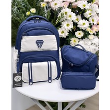 Bevitton Suya Dayanıklı Ilk Okul Çantası 3'lü Set Erkek Çocuk Ilkokul Çantası 8020 Lacivert-Bej