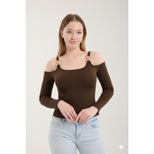 LUFTHİMM Yeni   Sezon   Kadın   Iki  Omuzdan    Gold   Detaylı     Uzun  Kollu   Bluz