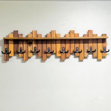 Normadia Şık Ahşap Duvar ve Kapı Askısı, 8 Askılı Portmanto, Piyano Raflı