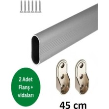 Normadia Oval Alüminyum Dolap Içi Askı Borusu Seti, 2 Adet ve Bağlantı Parçaları